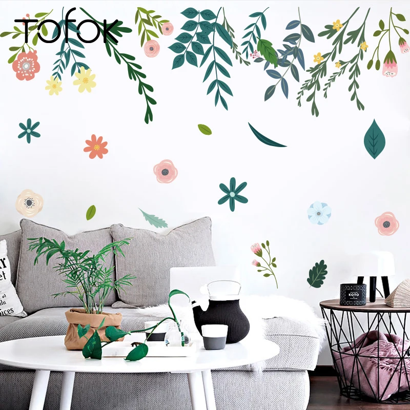 Tofok 2 шт./компл. цветок виноградные листья Стикеры для украшения стен пастырской