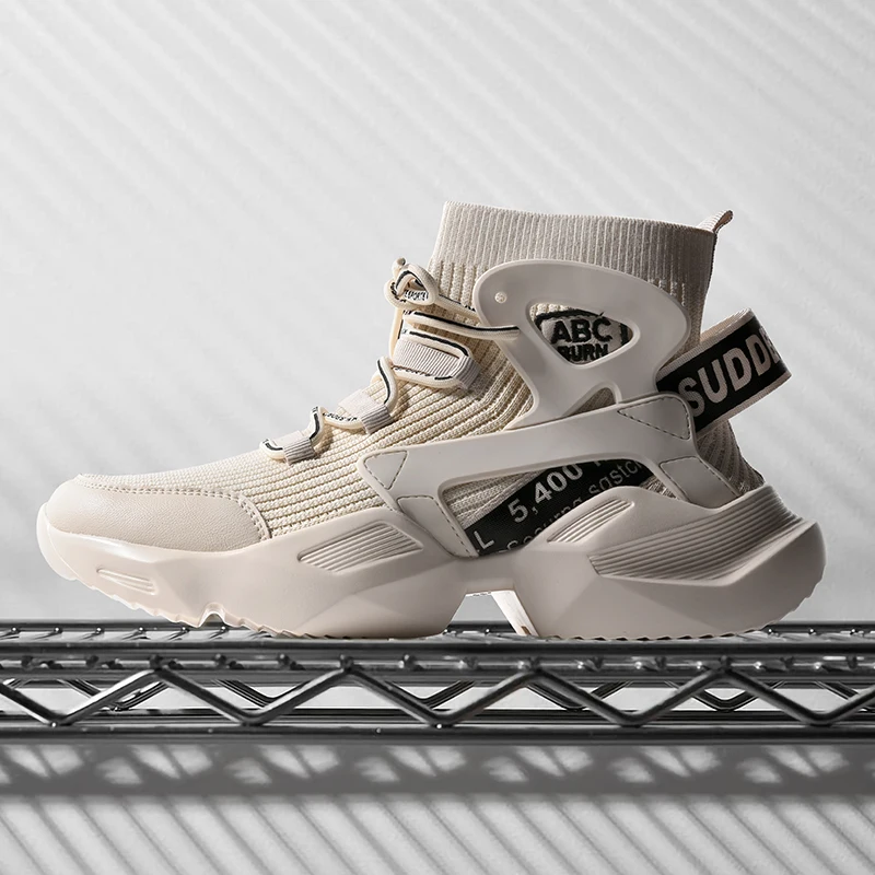 Running Shoes For Men High Top Sock Sneakers Men Chunky Dad Shoes Jogging Trainers Breathable Sports Comfortable Walking Shoes