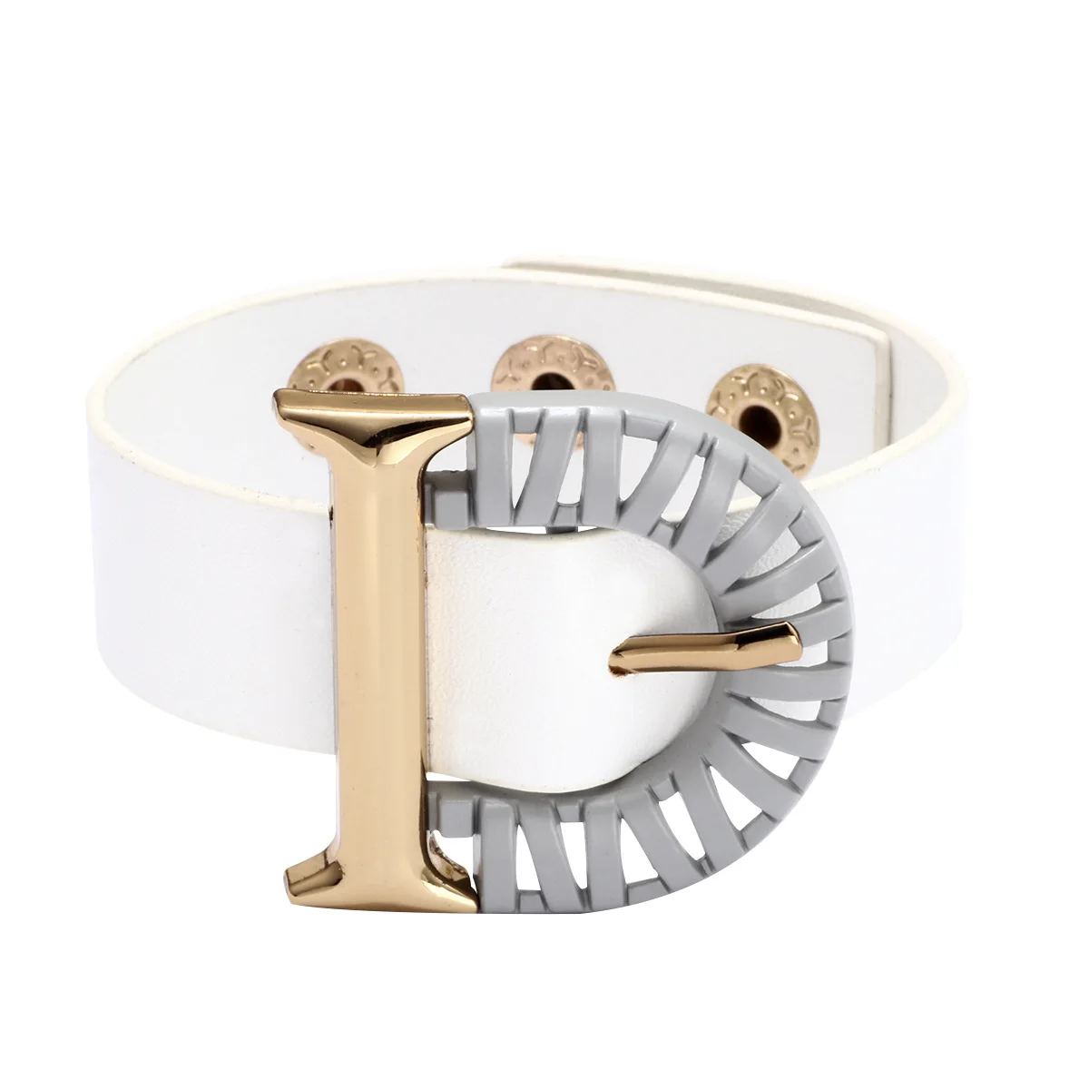 Женский кожаный браслет с буквой D черный декоративный на застежке 2022 - купить по