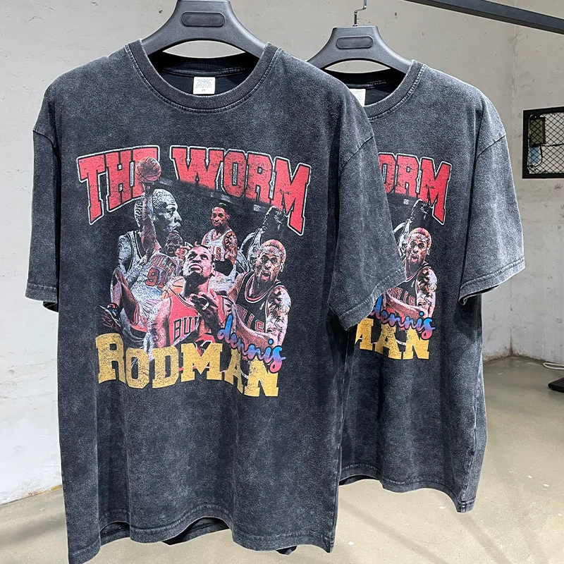 

Футболка мужская оверсайз в стиле хип-хоп, хлопок, винтажная одежда с принтом в стиле Харадзюку, уличная одежда, топ с Баскетбольным принтом,...