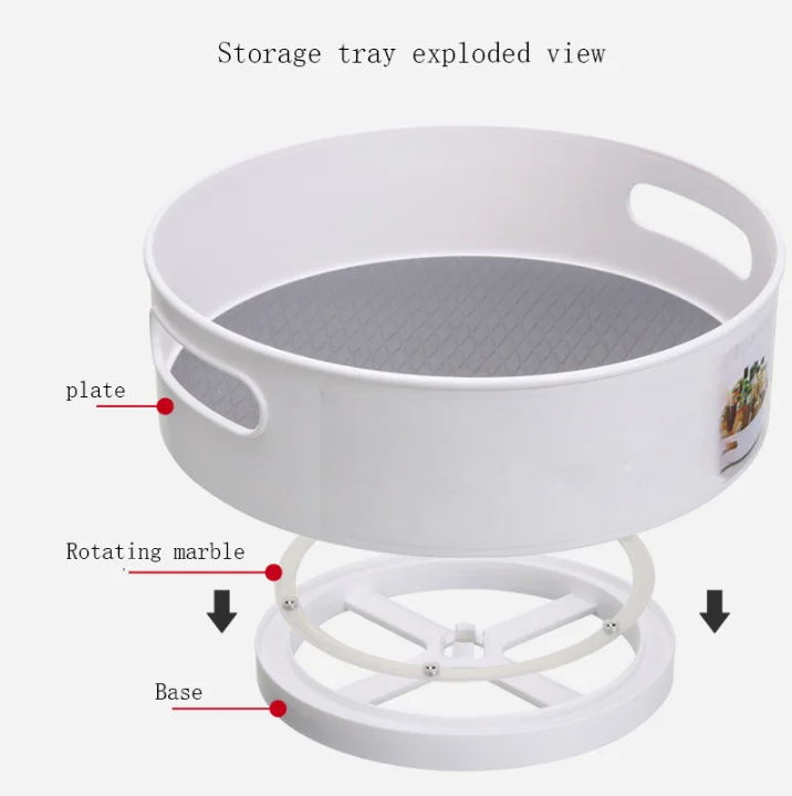 

360 Rotating Tray Kitchen Storage Containers for Spice Jar Snack Food Tray Bathroom Storage Box Non Slip Cosmetics Organizer