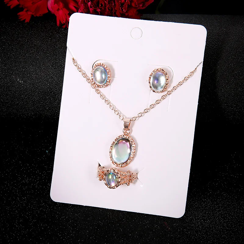 Модные натуральный опалдрагоценного камня эллипс серьги кольцо состоящий из