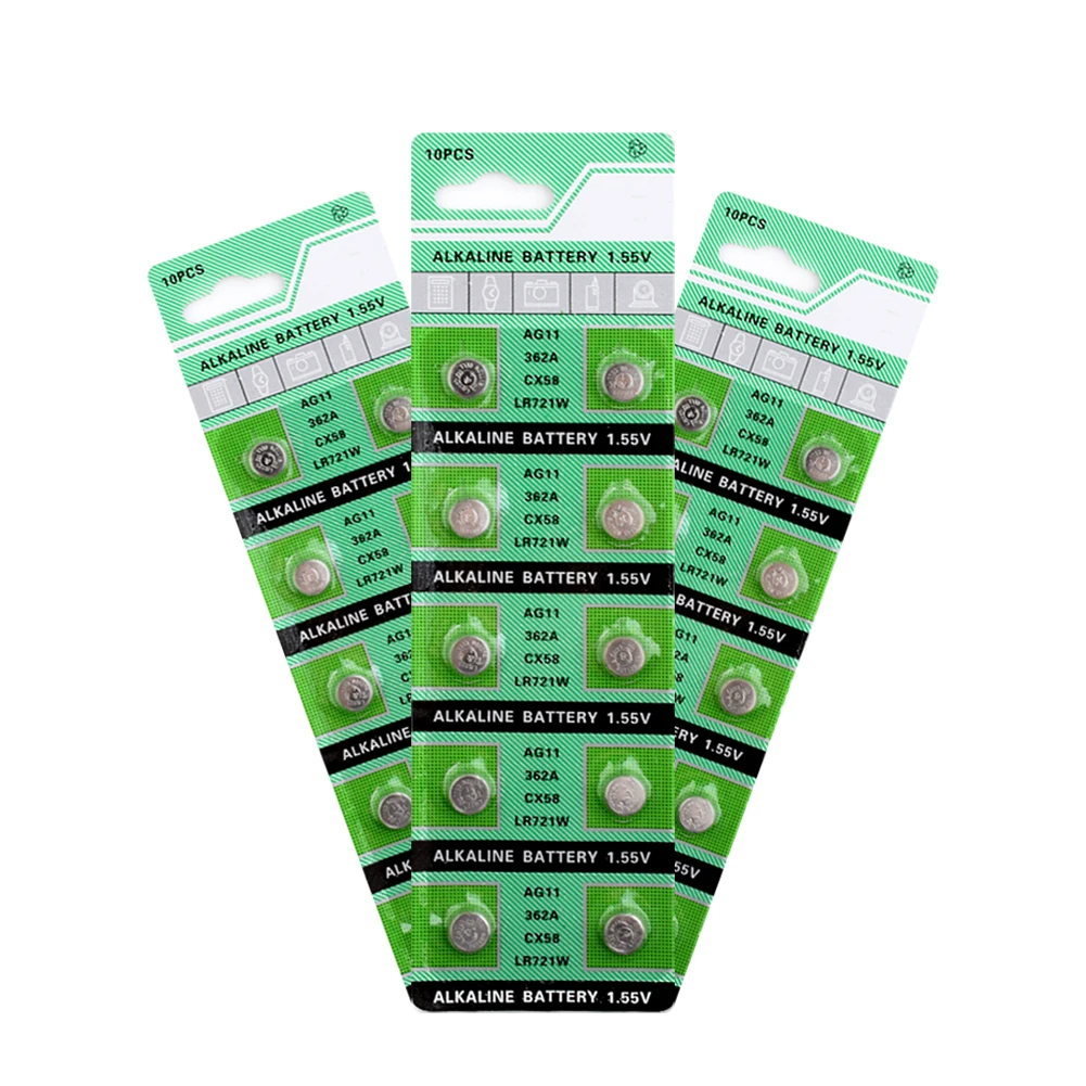 

30x AG11 LR721 362 SR721 162 532 S12 1.55V Button Coin Cell Alkaline Battery 30Pcs AG11 LR721 362 Button Cell Coin Alkaline