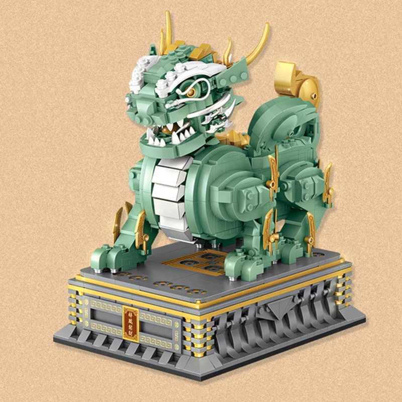 

1434pcs Mini Building Blocks Chinese Legendary Animal Kylin Rui Beast Animal DIY Model Display Building Block Collection Toy