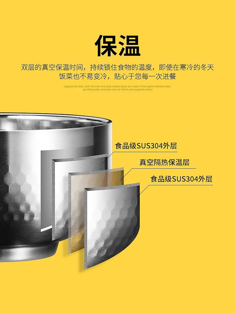 

Germany 304 Stainless Steel Bowl Double Layer Anti Scalding Children's Bowl 1PCS