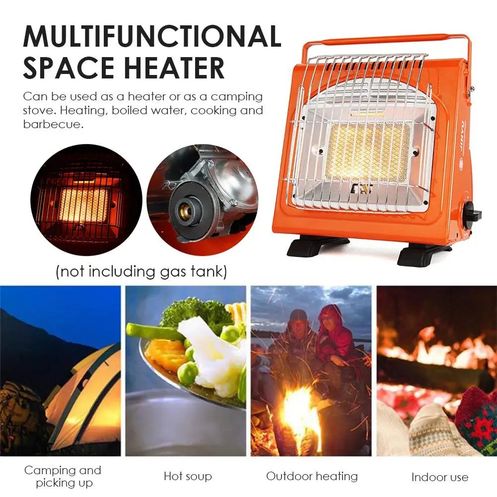

1700W Portable Space Heater Multifunctional Gas Heater Ceramic Heater Adjustable Iron Stove Heater for Outdoors Camping Tent