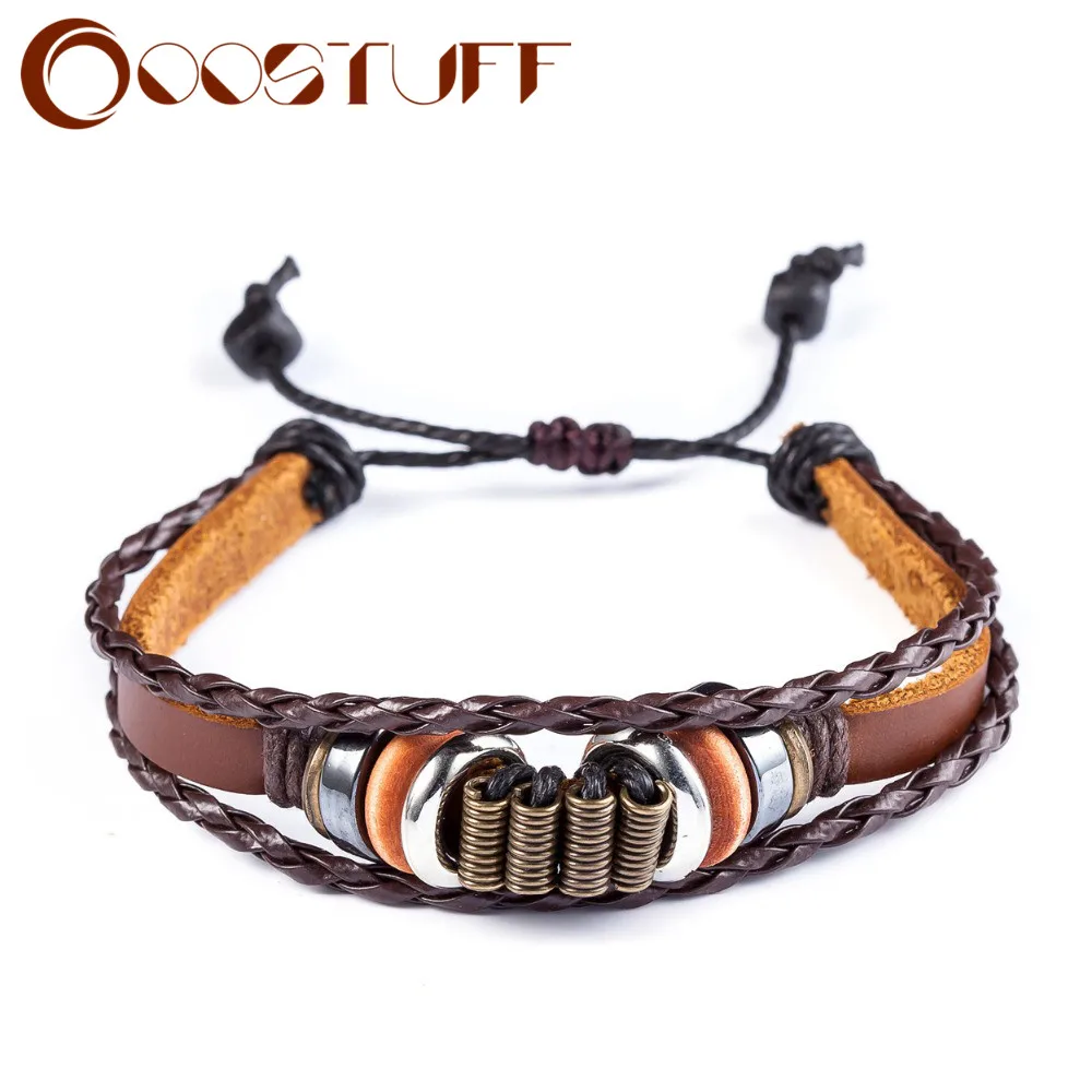 Браслеты из натуральной кожи для женщин и мужчин ювелирные изделия в стиле панк