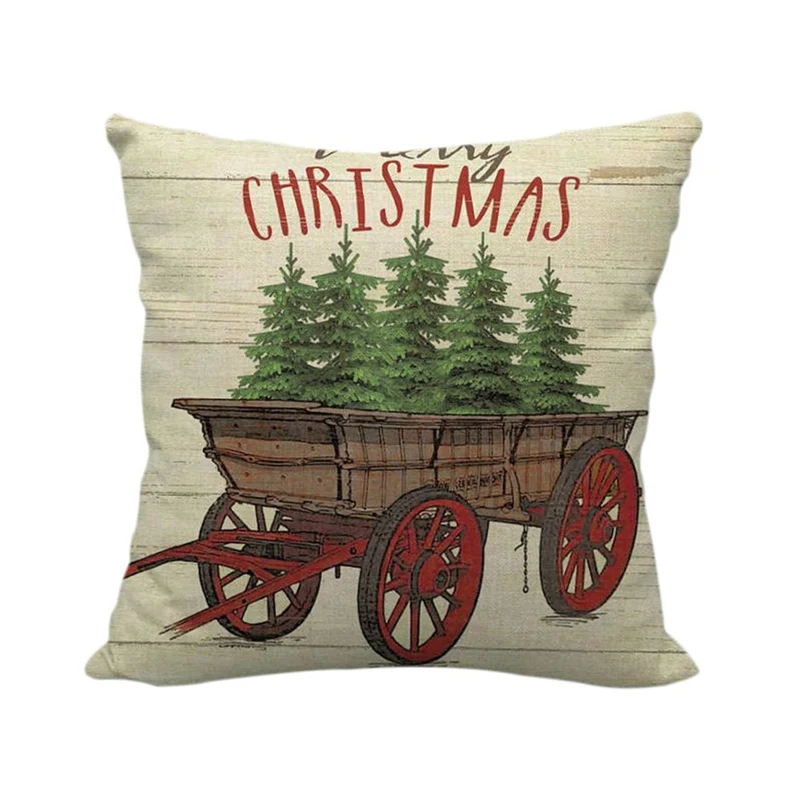 

Christmas Pillow Cover Linen Cotton Material Sofa Cushion Cover Throw Pillow Cover New Year Christmas Party Home Decor