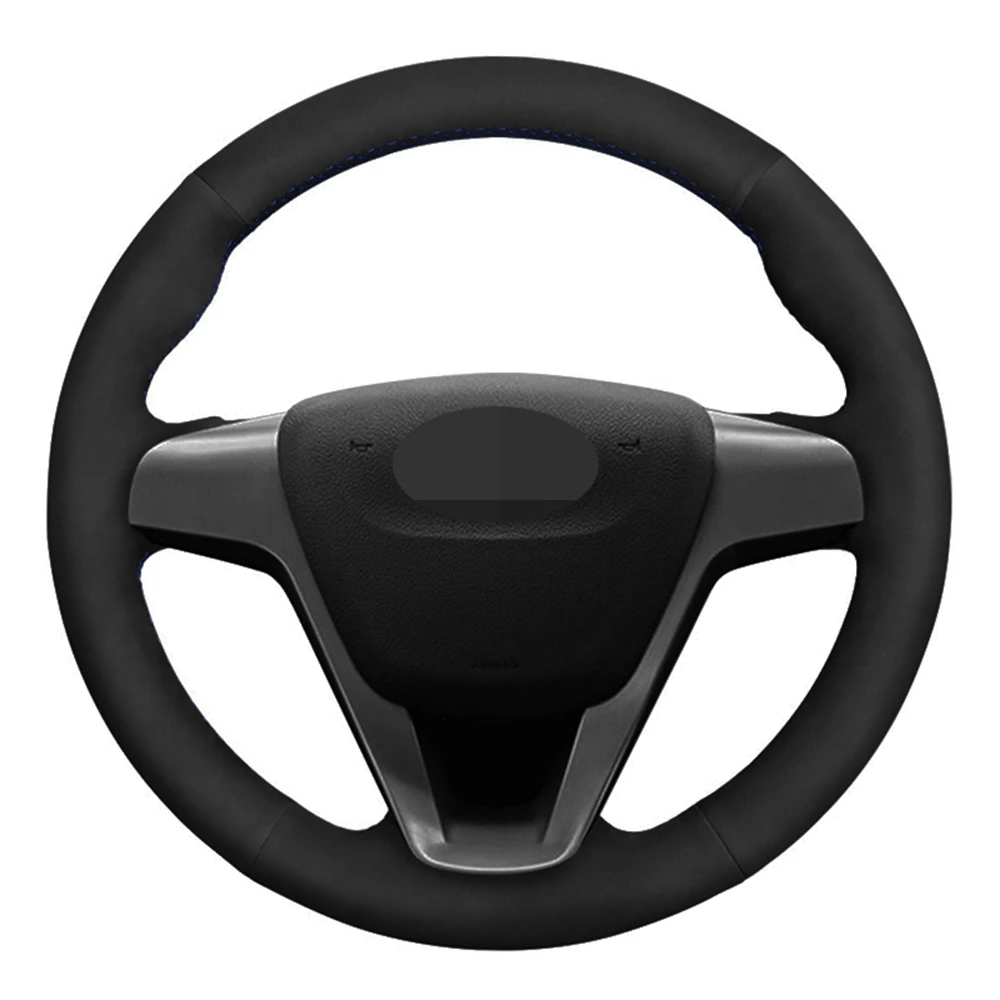 

Car Steering Wheel Cover DIY Hand-stitched Black Genuine Leather Suede For Lada Vesta 2015 2016 2017 Accessories