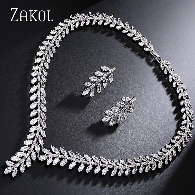 Sliver Color ZAKOL экскюзив! Белый цвет принцесса свадебные украшения набор с AAA кубический циркон для женщин высокое качество свадебные украшения FSSP250 - Окраска металла: Sliver Color