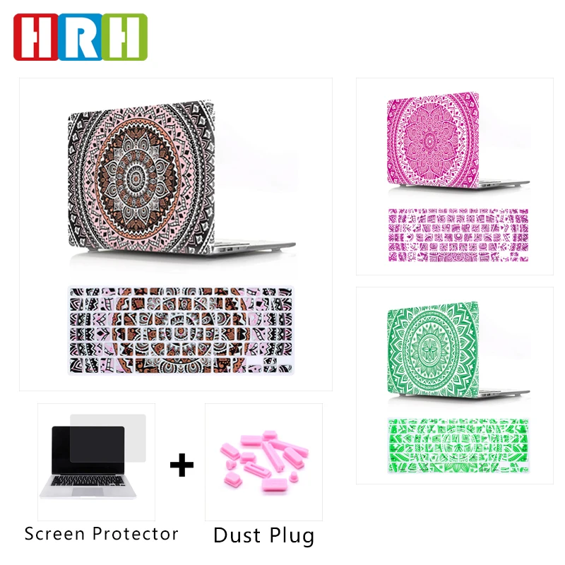 Жесткий чехол HRH для Mac Pro Retina13 12 15 Air 13 11 Touch A2141 A2289 A2251 с клавиатурой цветком мандалы