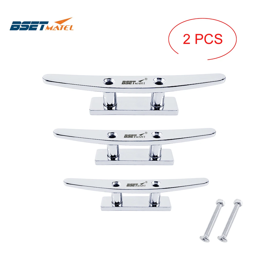 

2X Stainless Steel 316 Low Flat Cleat Boat Cleats Deck Rope Cleat Mooring Dock Cleat Marine Hardware Yacht Accessories Lock bolt