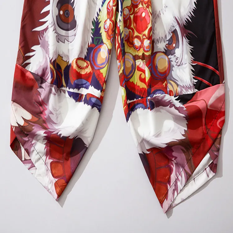 

Cartoon Printed Japanese Casual Loose Samurai Print Trouser Japan Men Yukata Style Harajuku Cardigan Traditional Asian Costume