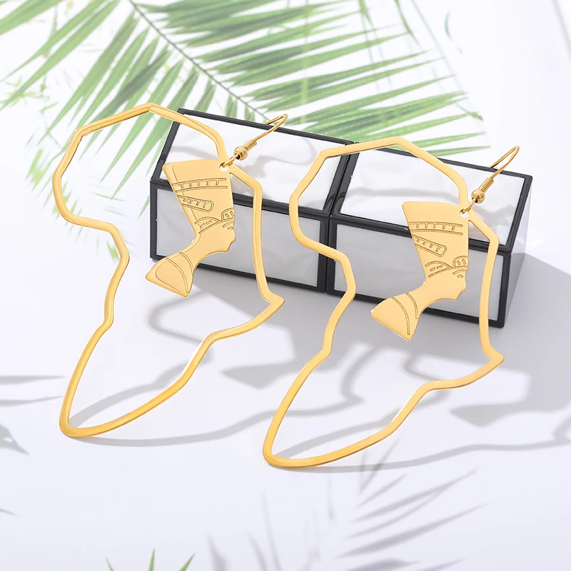 Серьги-кольца в виде Африканской карты ювелирные изделия нигерийском стиле из