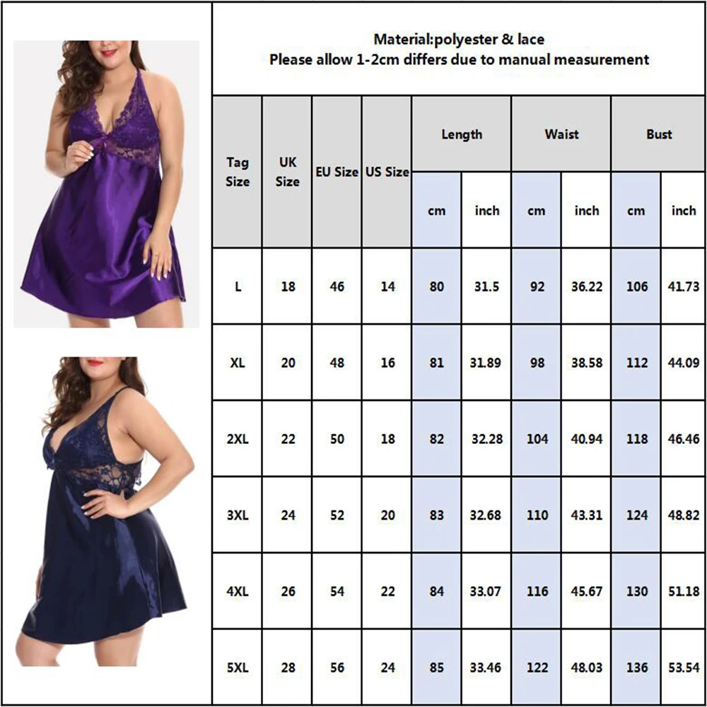 

Women V Neck Lace Stitching Nightdress Summer Sexy Plus Size 5XL Sleeveless Soild Lingerie Backless Night Skirt