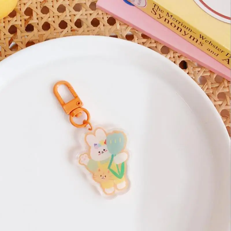 

New Cute Cartoon Animal Acrylic Pendant Keychain Bag Coin Purse Key Chain Jewelry for Girls and Lovers