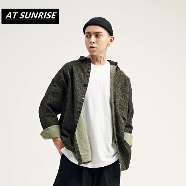 Мужские рубашки с леопардовым принтом модные топы в стиле Харадзюку уличная