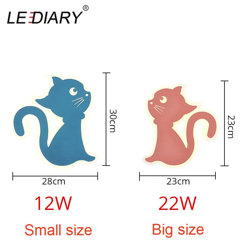 LEDIARY мультфильм Кот акриловая настенная лампа Макарон белый розовый желтый синий