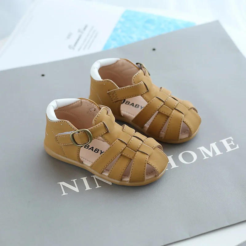 Zapatos transpirables antipatadas para ni&ntilde;as, sandalias informales de estilo occidental, zapatos de playa de suela suave de Color s&oacute;lido, novedad de verano 2022-2