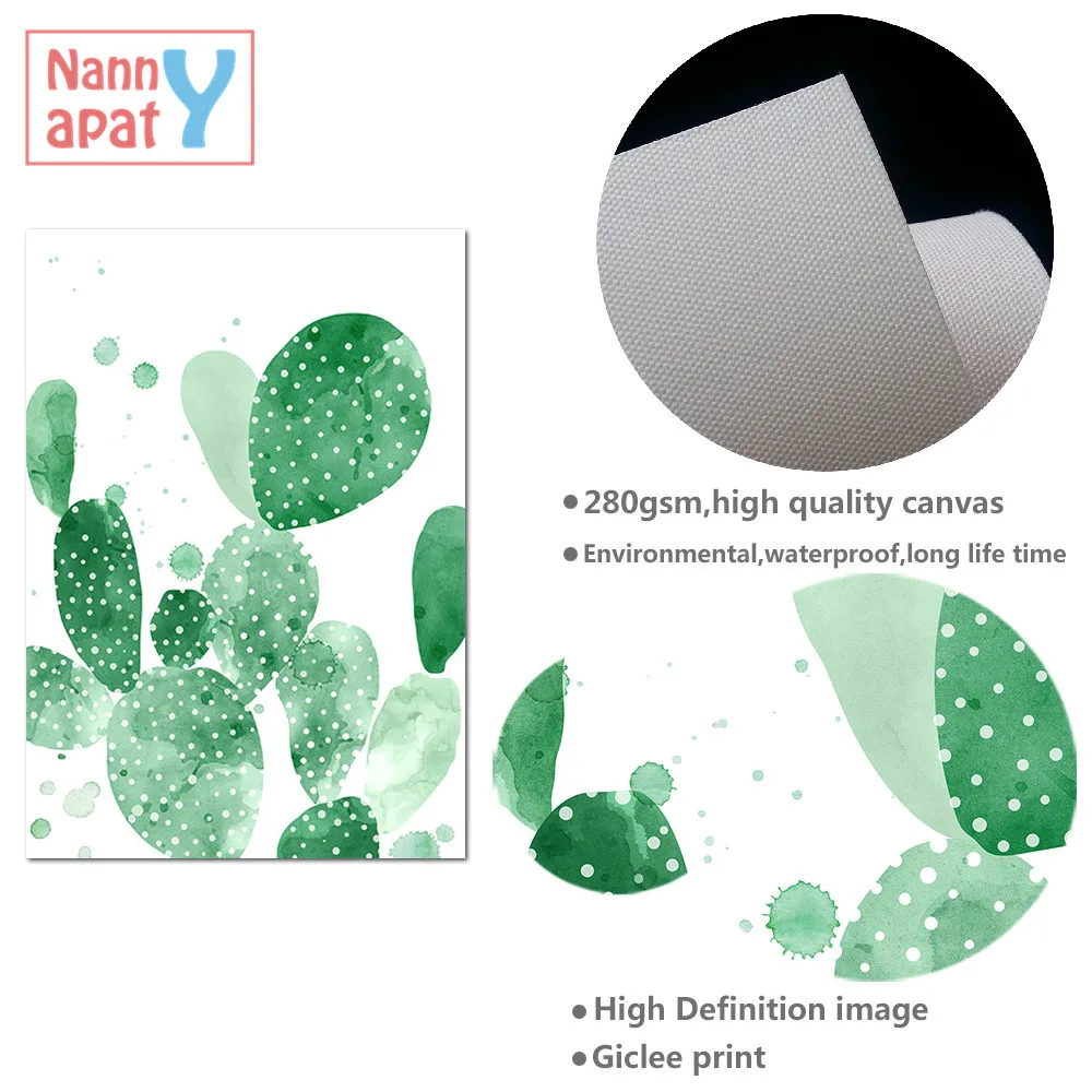 

Watercolor Green Plant Cactus Modern Decor Nordic Poster And Prints Art Canvas Painting Picture For Living Room Decoration