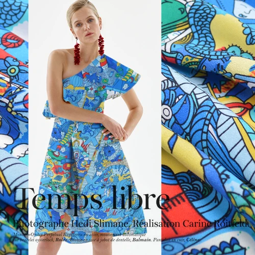 Ранняя весна новинка Шелковый крепдешин шелковая ткань Декор платье ткань|Ткань|