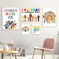 classroom colorful quote poster positive rainbow canvas painting nursery wall art prints boho wall pictures for kids room decor