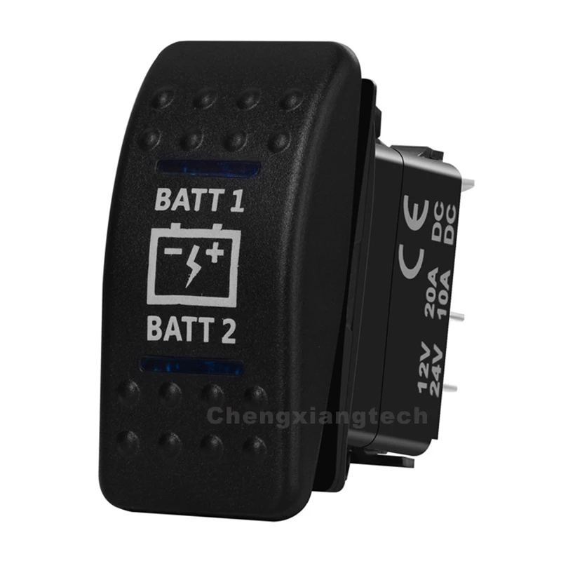 Кулисный Переключатель BATT1 BATT2 7 Pins ON/OFF/ON DPDT с голубым светодиодом 12 В 24 для NARVA ARB