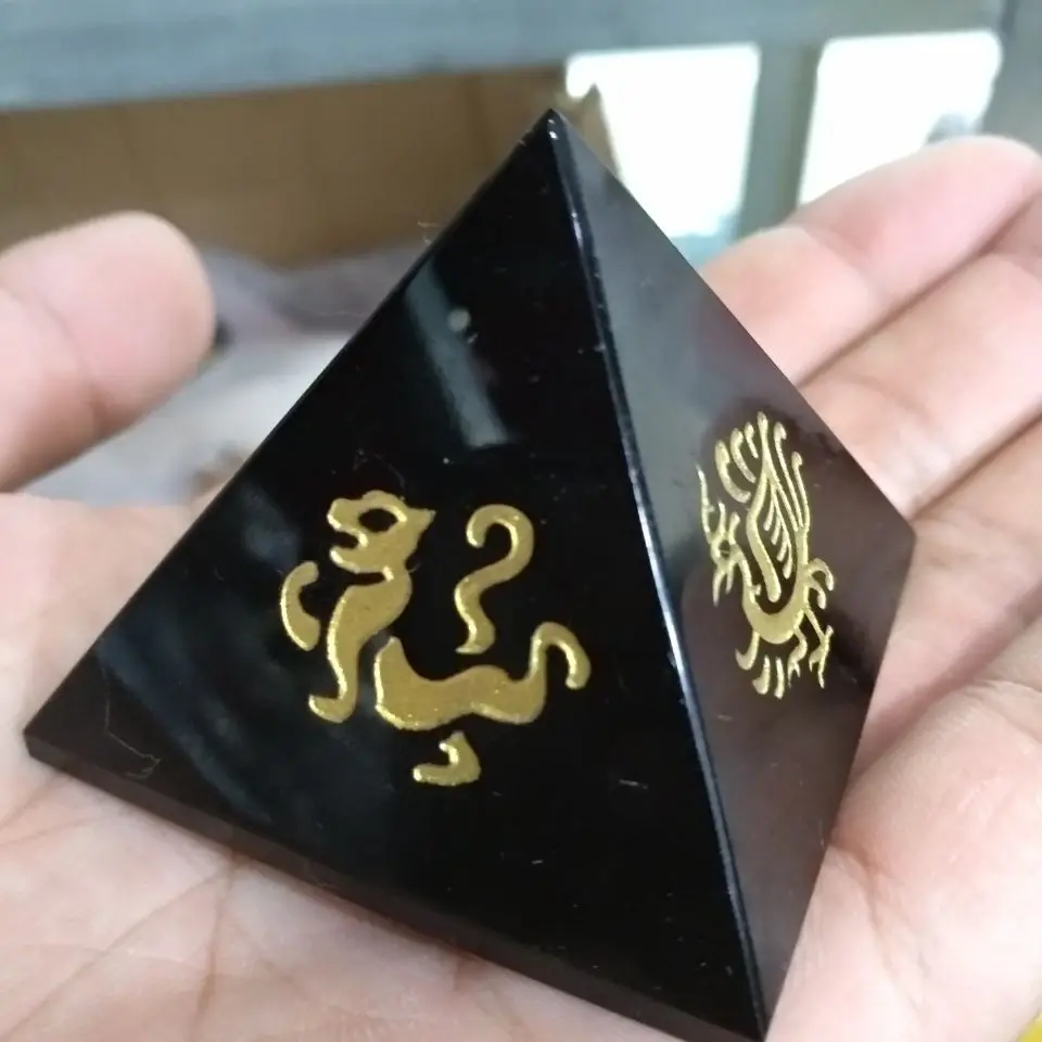 

PYRAMID - BLACK OBSIDIAN 50mm Crystal w/Description - Healing Stone
