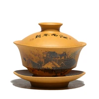 yixing tea tureen ore mud purple clay handpainted gaiwan creative teaware