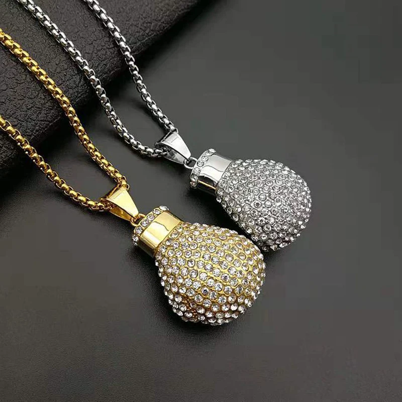 В стиле хип хоп Rock Полный Стразы Bling лед из Нержавеющая сталь Боксёрские перчатки