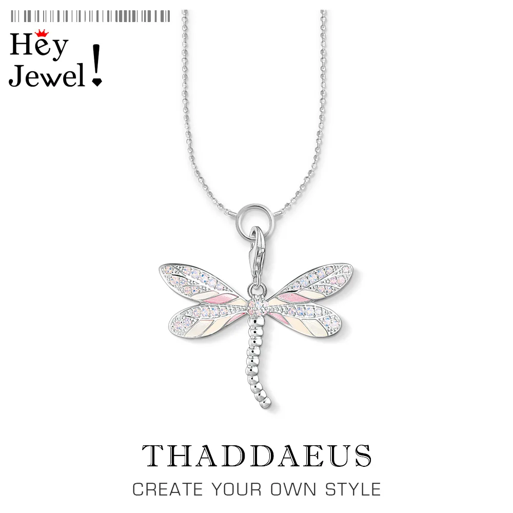 Ожерелье с подвеской в виде розовой стрекозы модное Филигранное ожерелье на зиму