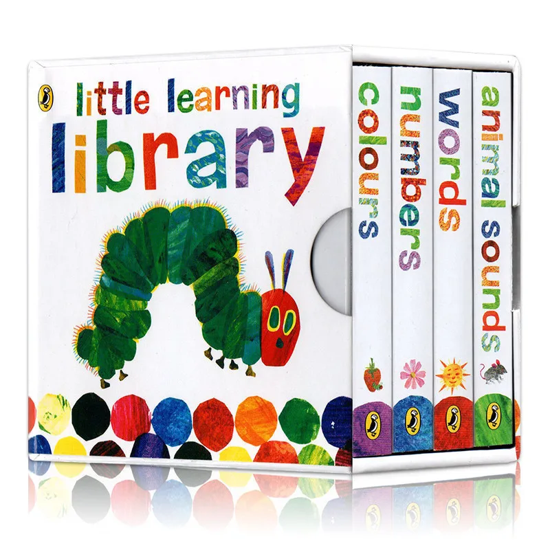 

4 Books/set Baby The Very Hungry Caterpillar Animal Sounds Words Numbers Color Reading Picture English Books for Children