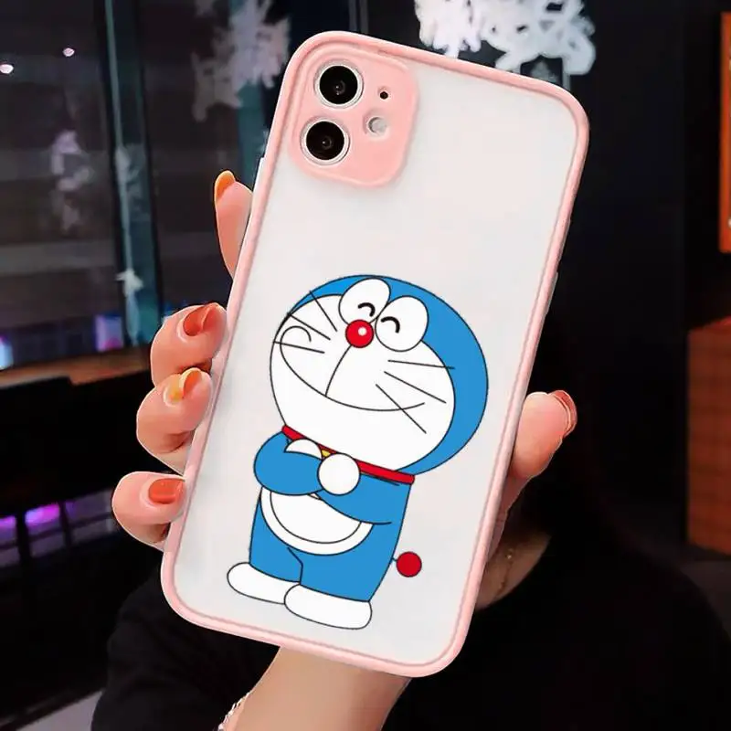 

Cute Cartoon Doraemon Robot cat Phone Case matte transparent For iphone 7 8 11 12 plus mini x xs xr pro max cover