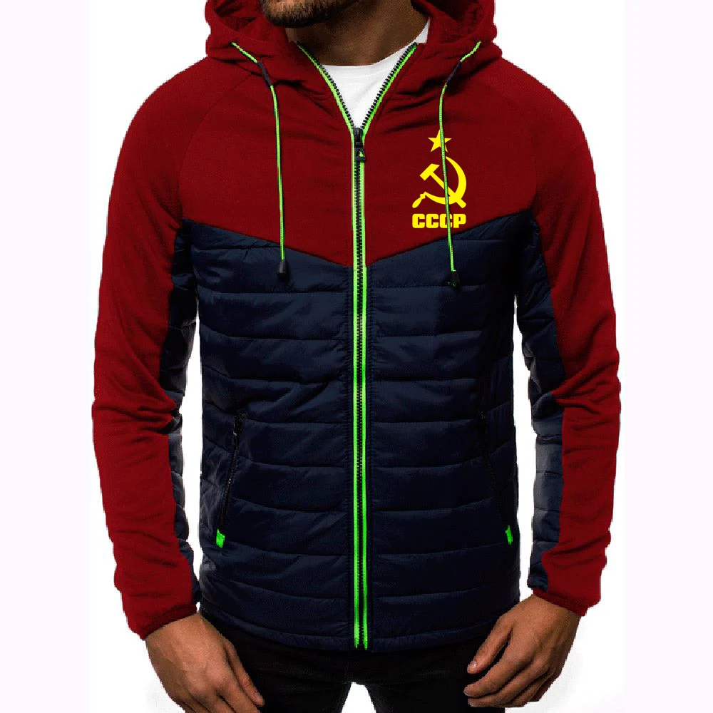 

New CCCP Designer Fashion Hoody Spliced Thicken Jacket Printed Men Hoodies Casual Coat Hooded Fleece Streetwear Clothes