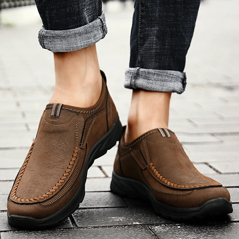 

Men Casual Shoes Loafers Sneakers 2021 New Fashion Handmade Retro Leisure Brown Loafers Shoes Zapatos Casuales Hombres Men Shoes