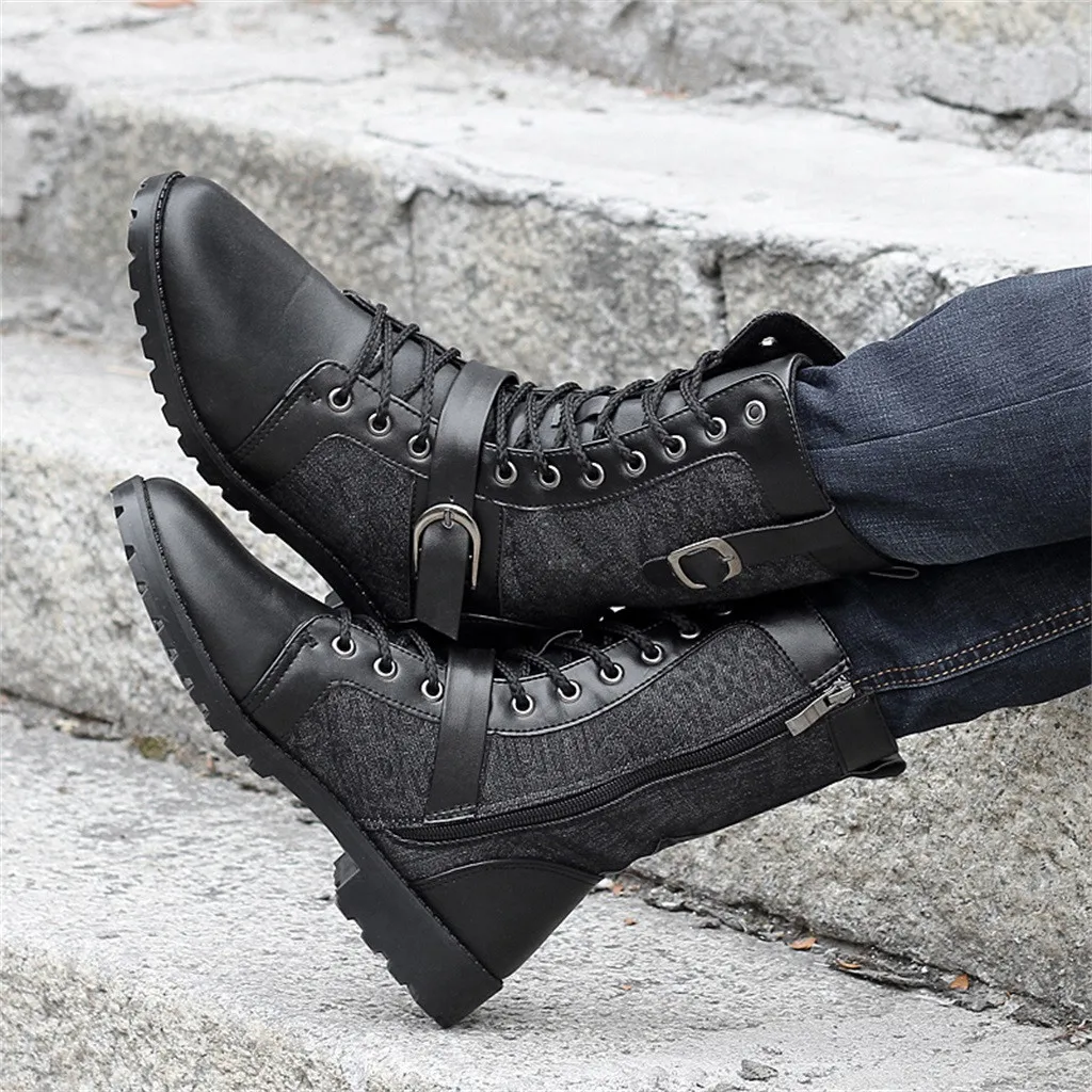 Мужские ботинки в готическом стиле панк высокие Осень-зима модные байкерском