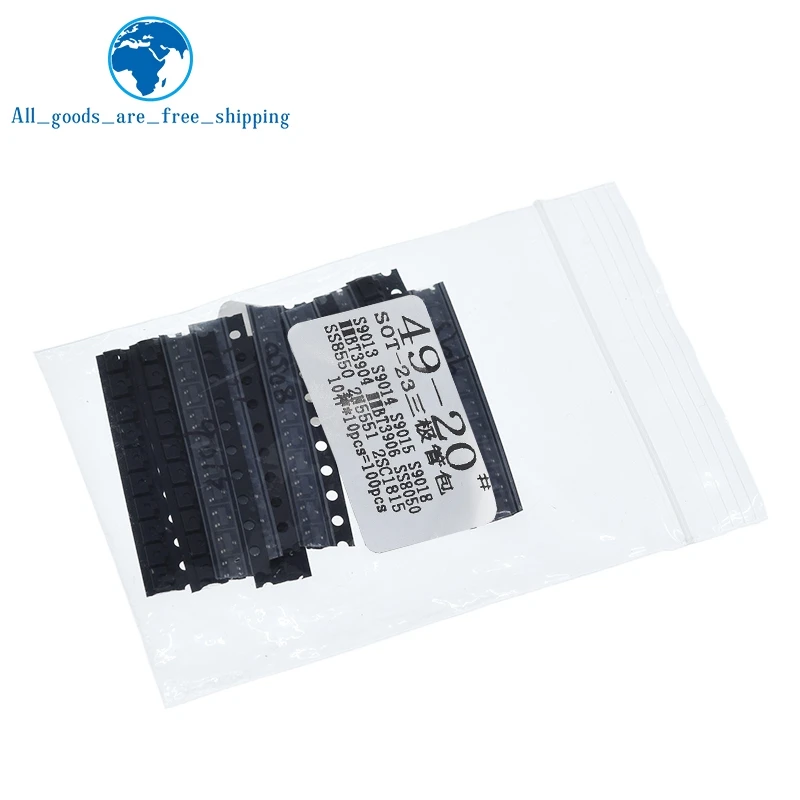 

TZT SOT-23 SMD transistor KIT S9013 S9014 S9015 S9018 MMBT3904 MMBT3906 SS8050 SS8550 2N5551 2SC1815 Total 10kinds X10pcs=100pcs