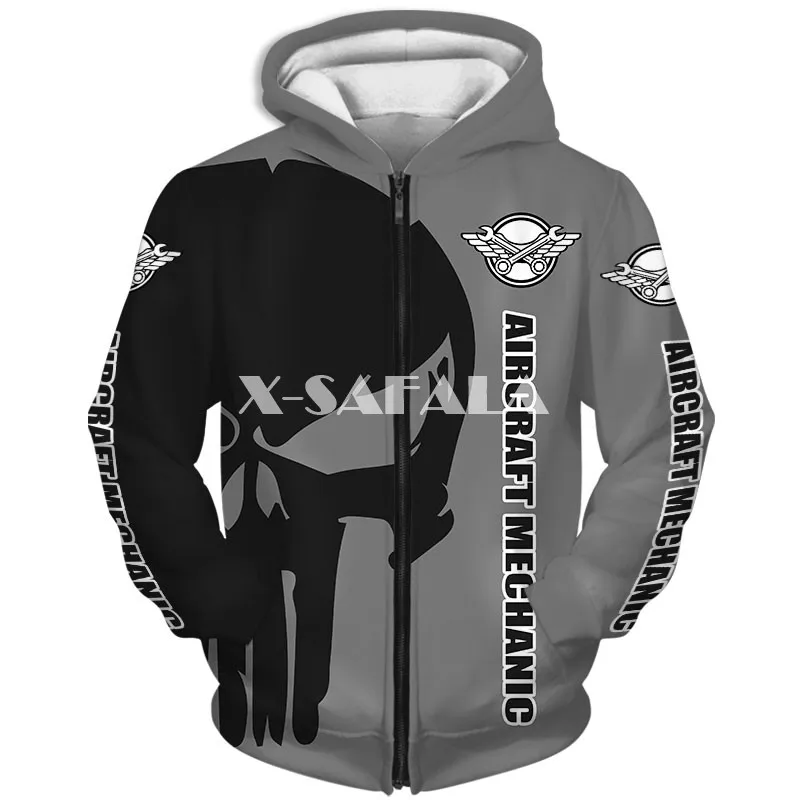

Aircraft Mechanic Punisher Skull 3D Full Print Size XS-7XL Hoodie Man Women Harajuku Outwear Zipper Pullover Sweatshirt Unisex-4