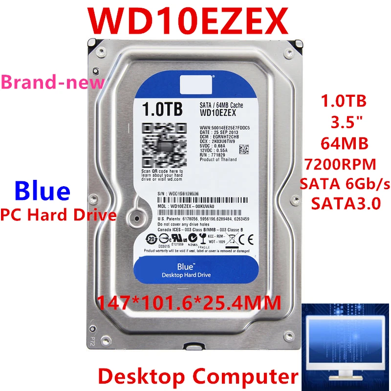 New Original HDD For WD Blue 1TB 3.5