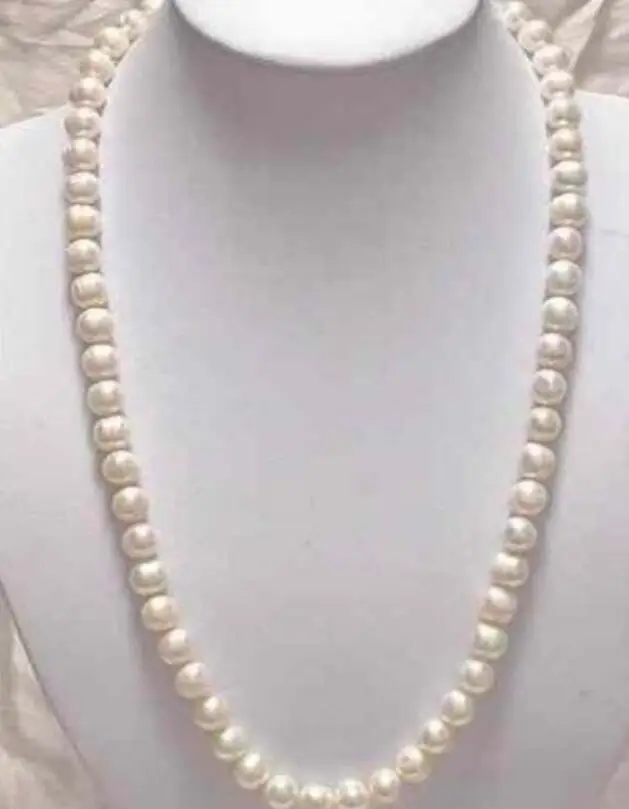 

Women Gift word Love Shipping Beautiful! 8-9mm White Akoya Cultured Pearl 25" mujer for Necklace