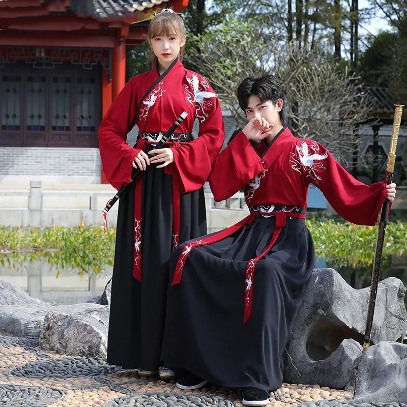 

Chinese Traditional Hanfu Dress for Women Men Couples Suit Han Dynasty Ancient Dance Costume Adult Halloween Cosplay Costume