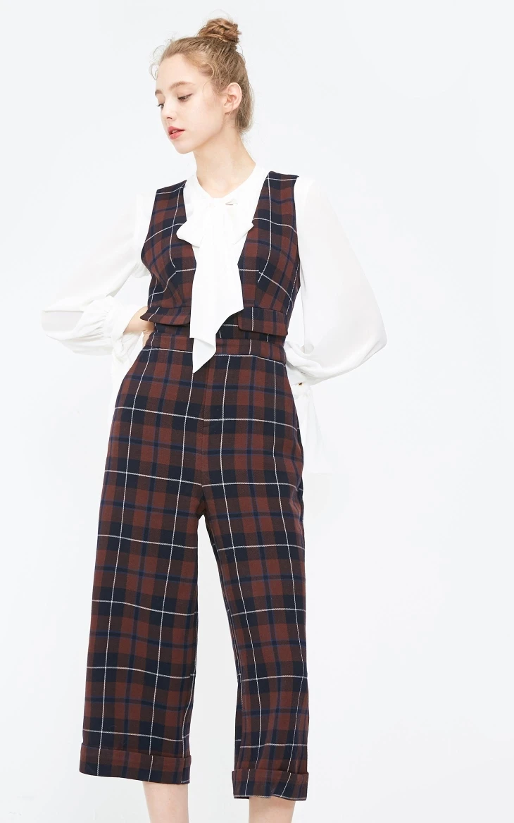 Vero Moda новое поступление OL Стиль Женский клетчатый комбинезон капри на пуговицах | 31849X504