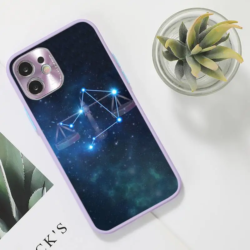 

12 constellation zodiac signs Phone Case Color Matte Transparent for iPhone 7 8 11 12 s mini pro X XS XR MAX Plus funda
