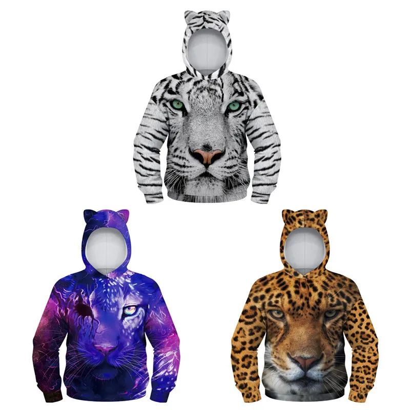 

Coldker 3D Tiger Print Children Winter Hoodies Casual Streetwear Kids Boys Girls Hoodie Pullover Cool Top