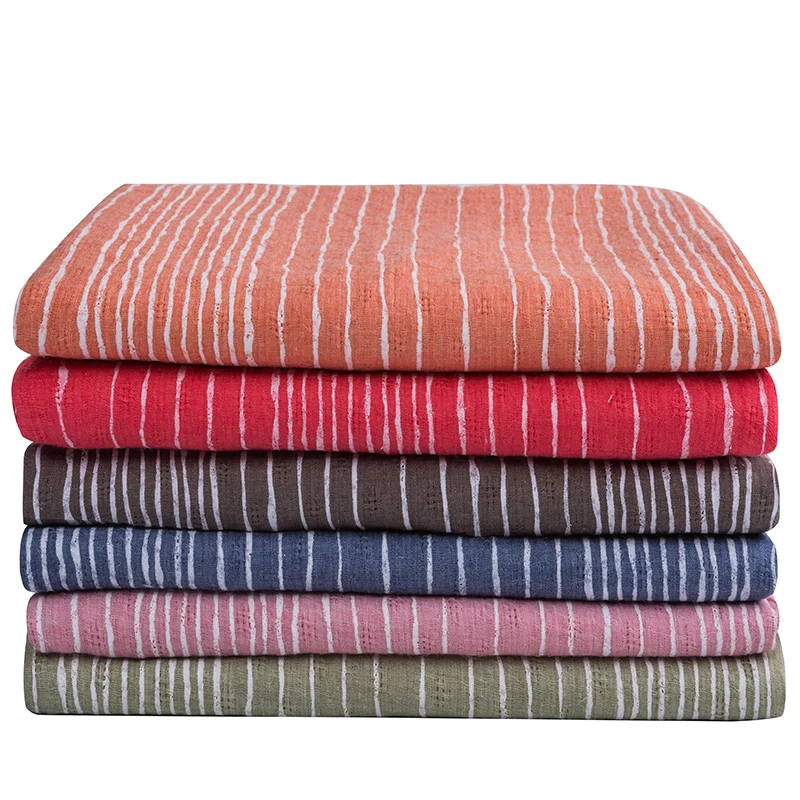 

Width 55'' Spring Summer Baby Striped Linen Fabric By The Half Yard For Children's Pants Skirt Sets Material