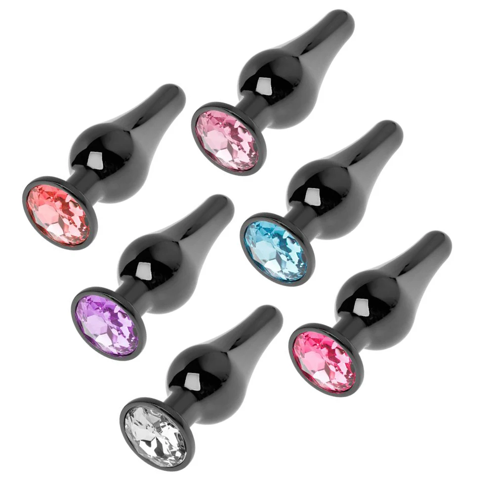 Черная Бриллиантовая металлическая Анальная пробка Мужская Массажная простата