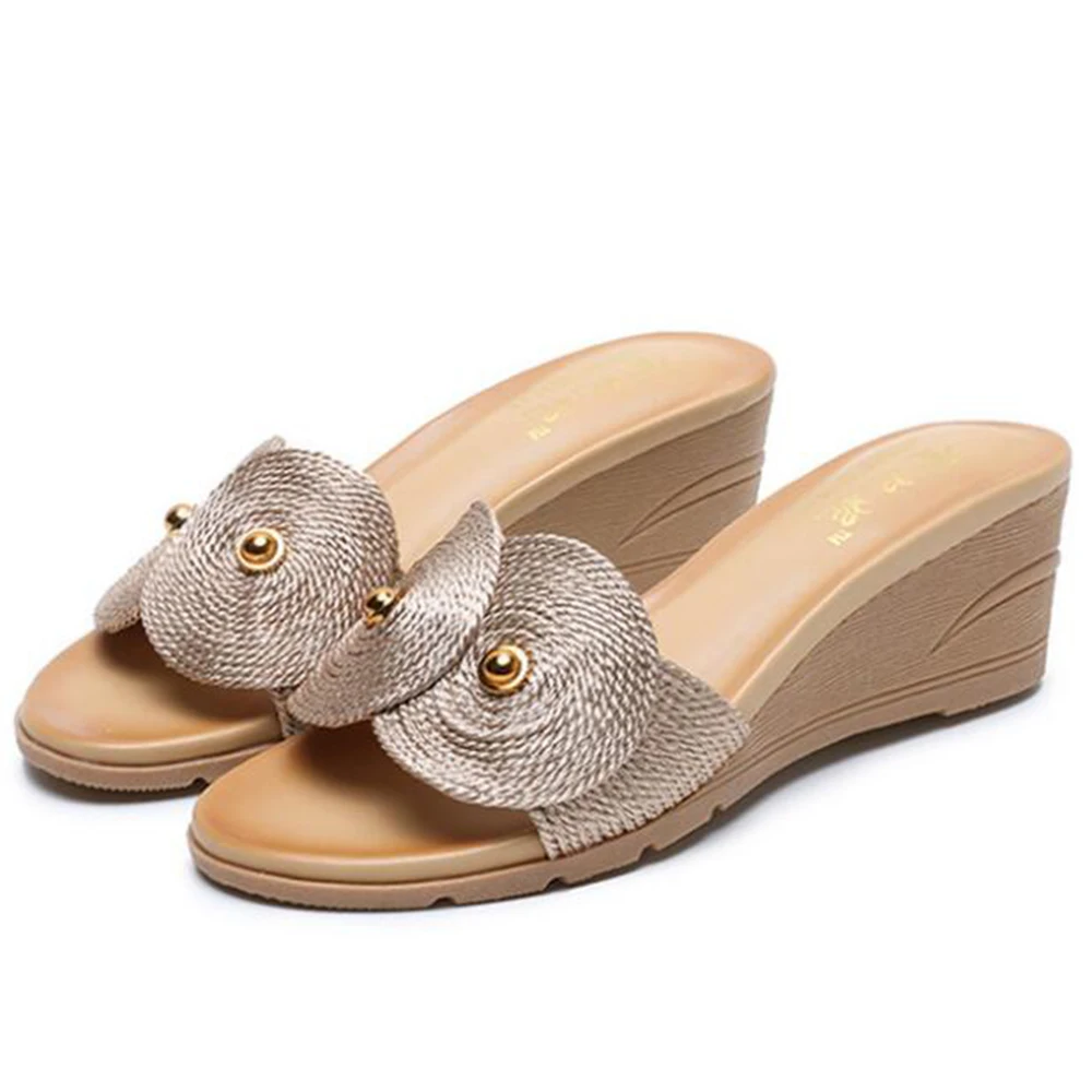 

new Women Sexy Leisure Slipper Summer Sandals Slope Sandals Muffin Bottom Shoes Wild Weave Non-slip Wedges Shoes for Women hy167