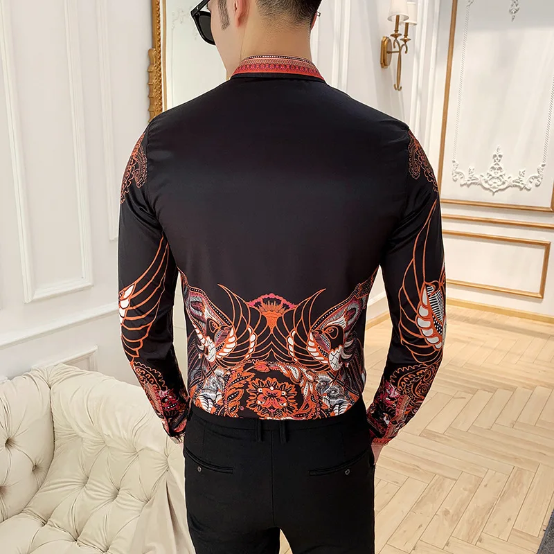 

Black Men Luxury Shirt Slim Fit Dress Shirt Long Sleeve Tuxedo Shirt Camisa Masculina Mens Club Prom Shirt Social Streetwear top