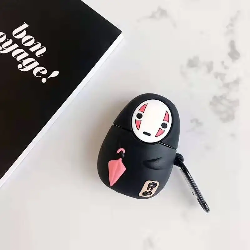 3D милый каваи аниме мультфильм Тоторо Безликий человек чехол для Airpods 1 2 без лица человек беспроводной наушники крышка с палец кольцо ремень