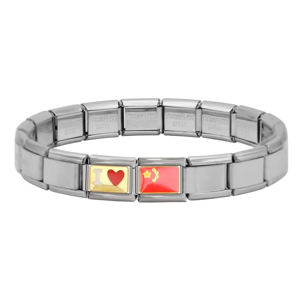 Браслет Hapiship из нержавеющей стали с надписью I Love (Я люблю Норвегию Польшу Россию